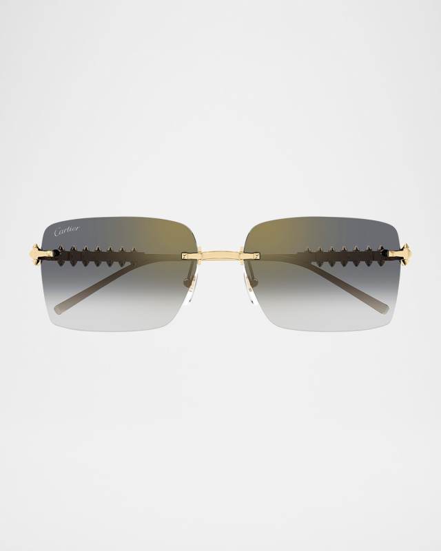 Rimless Metal Rectangle Sunglasses